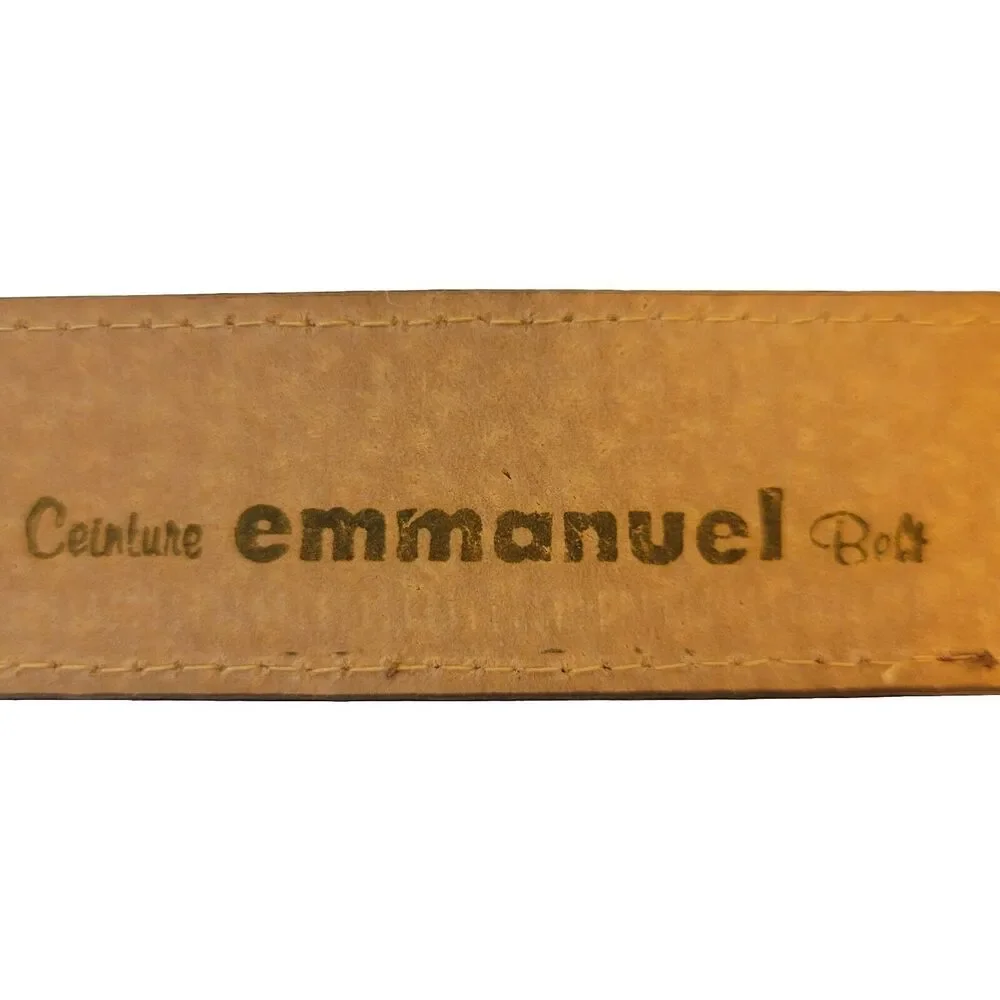 Ceinture Emmanuel Belt Hand Tipped Swirl Grain Leather Women Sz M